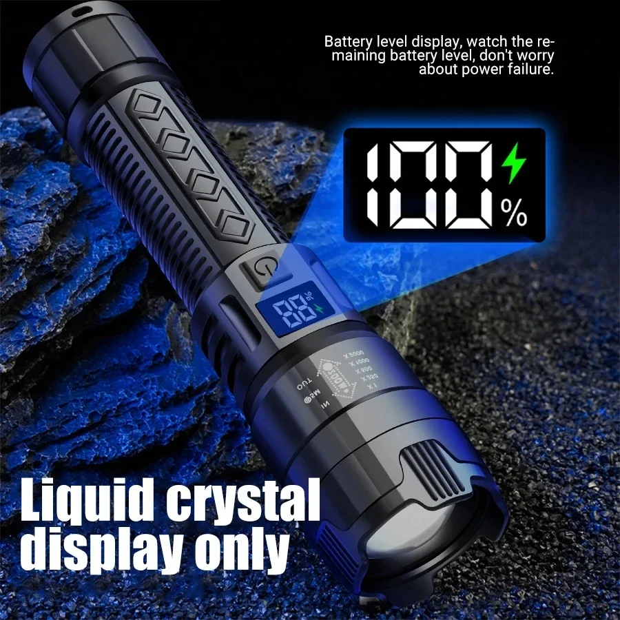 2000LM USB Rechargeable LED Flashlight – High-Power Tactical Torch with Built-in Battery for Camping & Hiking - Image 3