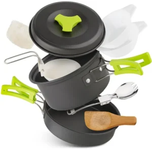 Portable Aluminum Camping Stove Set for 1-2 People Outdoor Barbecue Cooking Utensils Lightweight Camp Kitchen Equipment