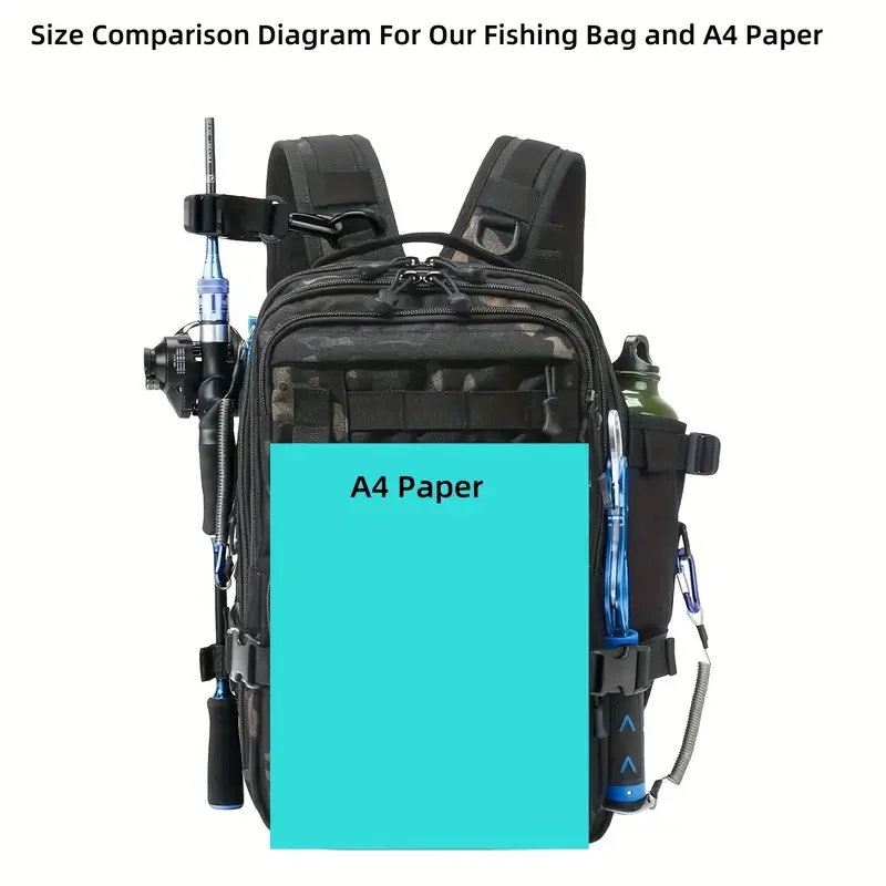 1000D Nylon Waterproof Fishing Backpack Fishing Tackle Storage Bag Double Shoulder Sling Bag for Outdoor Fishing Hunting Hiking - Image 5